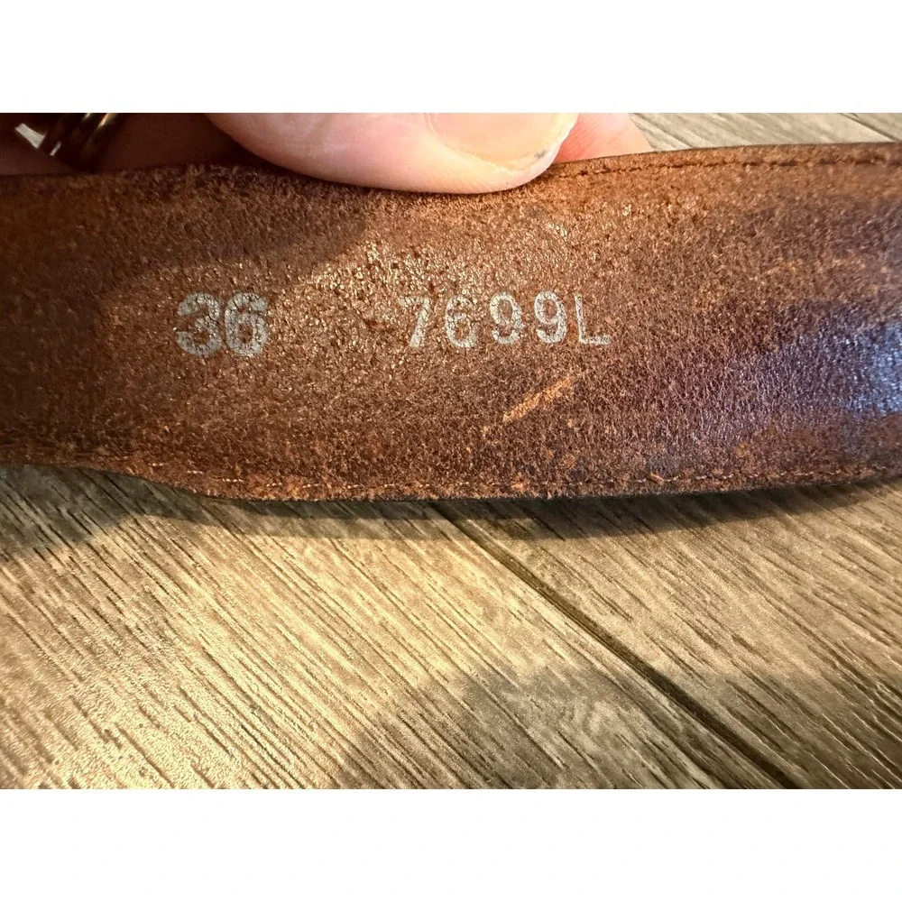 Tony Lama Mens 36 Brown Leather Western Concho Embroidered Belt 7699L USA